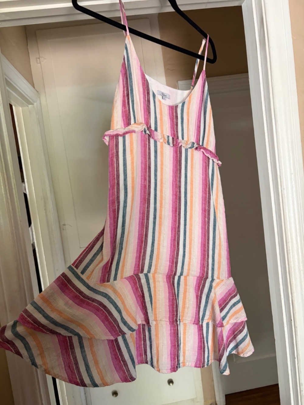 🌸 Rails Striped Ruffle Dress – Size L | Flowy Boho Summer Mini